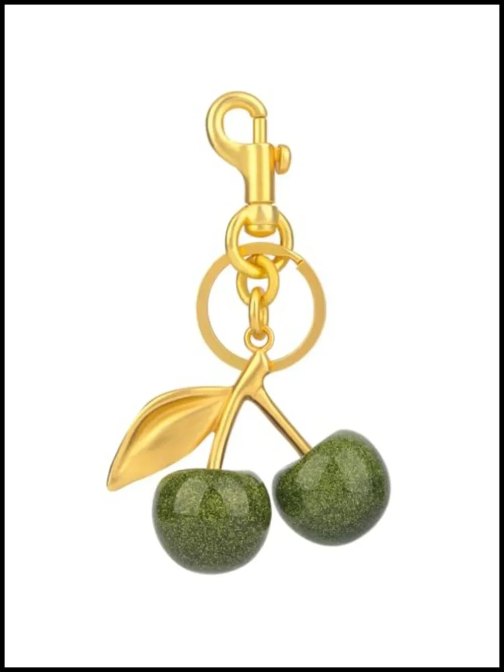 Cute Cherry Keychain with Gold-Tone Metal Clip, Bag Charm for Purse, Handbag